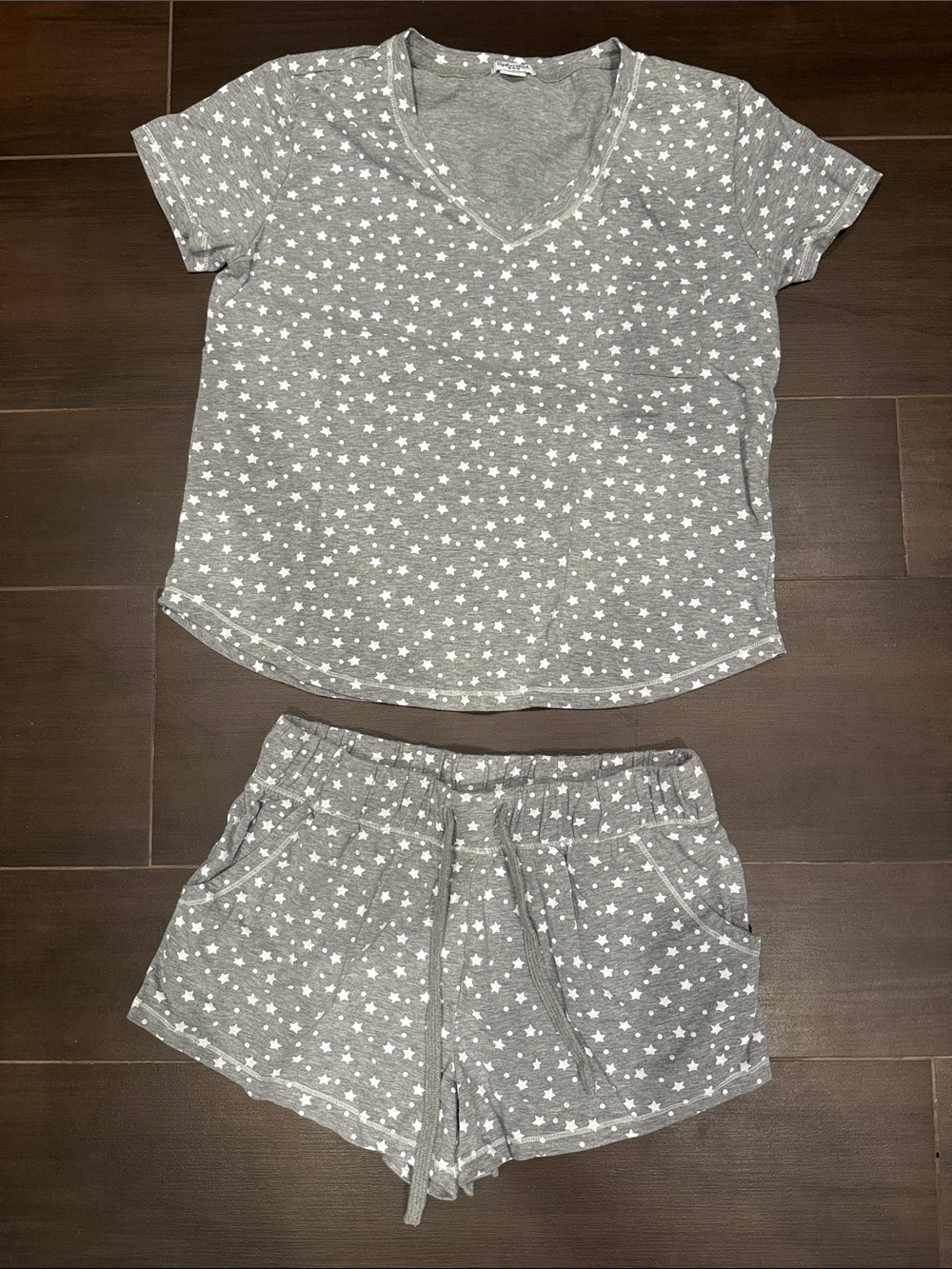 Splendid Gray and White Star Short Pajama Set
